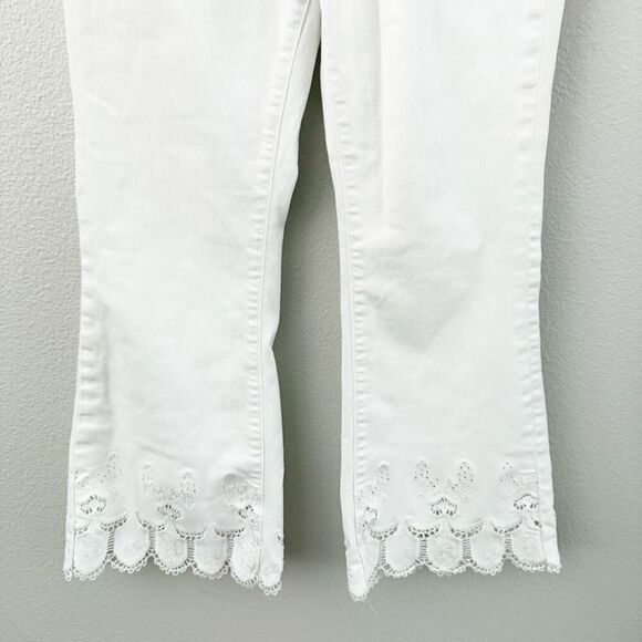 PILCRO x ANTHROPOLOGIE | White Denim Jeans Embroidered Cropped High Rise | 29, 8 - Picture 4 of 12